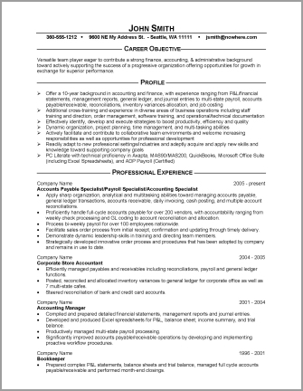 sample of an accounting resume - financial resume